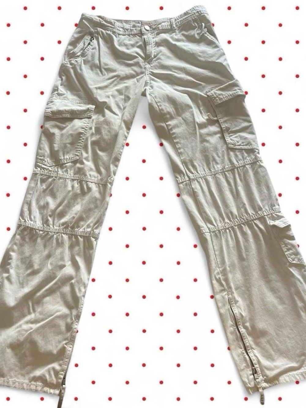 Zara White Cargo Flared Low Rise Pants